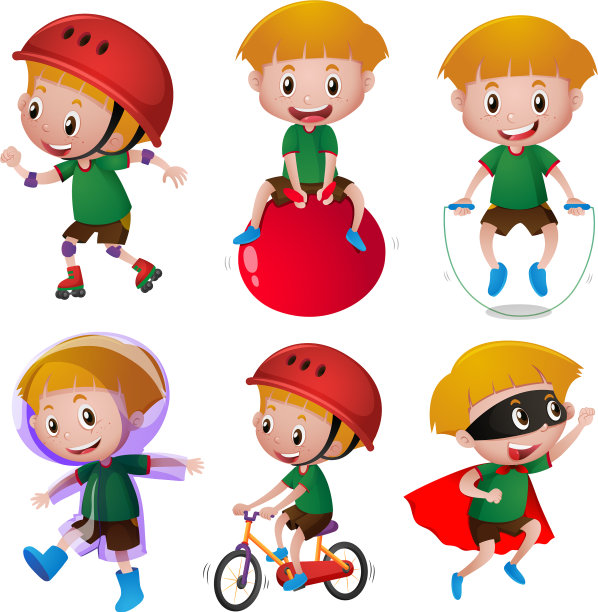 男孩做不同的活动图片下载