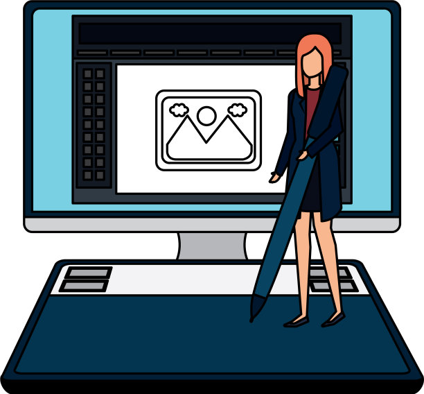 优雅的女商人与笔在桌面上图片下载