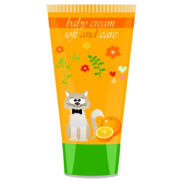 婴儿乳霜管与儿童设计图片下载