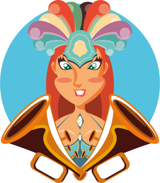 带着小号的女子狂欢节舞者图片下载