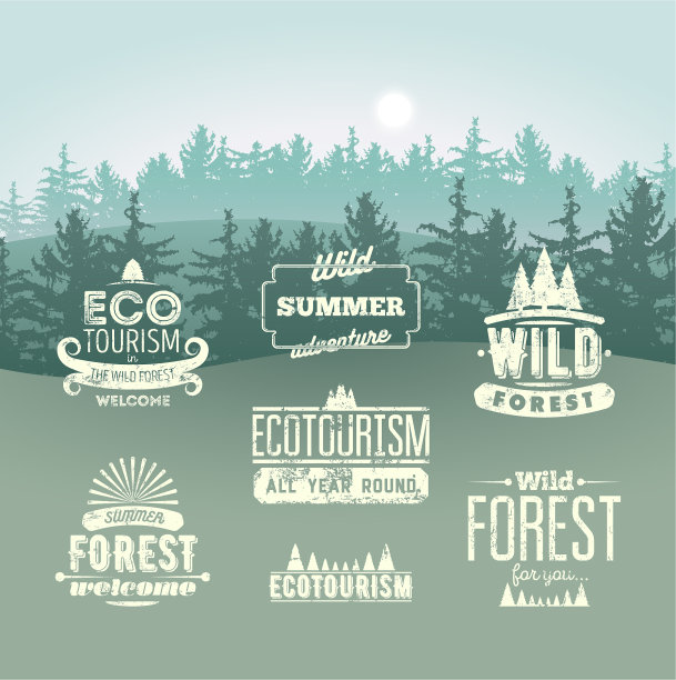 设置旅游复古标签，复古徽章和标志图片下载