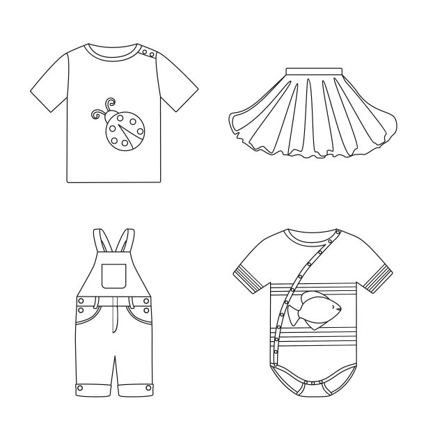 孤立对象的穿戴和儿童标志集图片下载