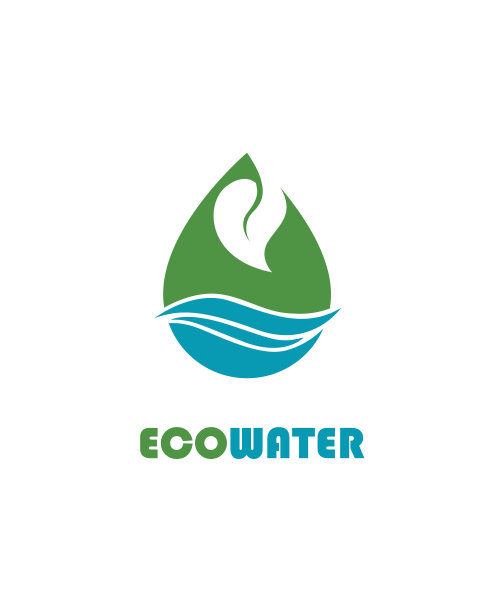 叶子与水滴图标孤立在白色背景图片下载