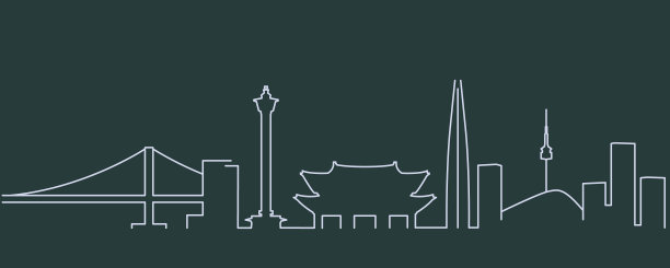 韩国简单线条的天际线和地标图片下载