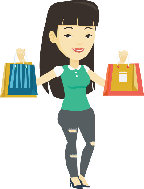 快乐的女人拿着购物袋图片下载