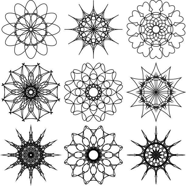 九圆元素花和雪花图片下载
