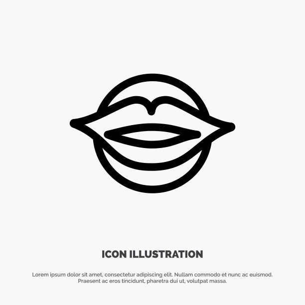 嘴唇，嘴唇，情人脸美容线图标图片下载