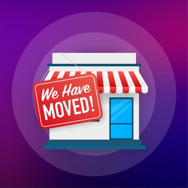 我们有感动。移动办公的迹象。剪贴画图像隔离在蓝色背景。矢量插图。图片下载