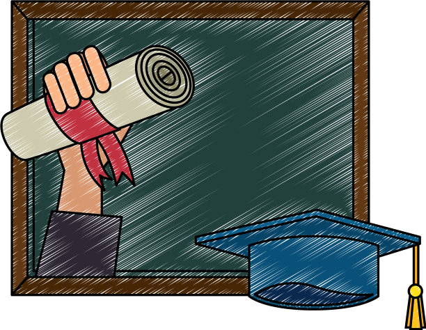 手里拿着毕业证书和黑板图片下载