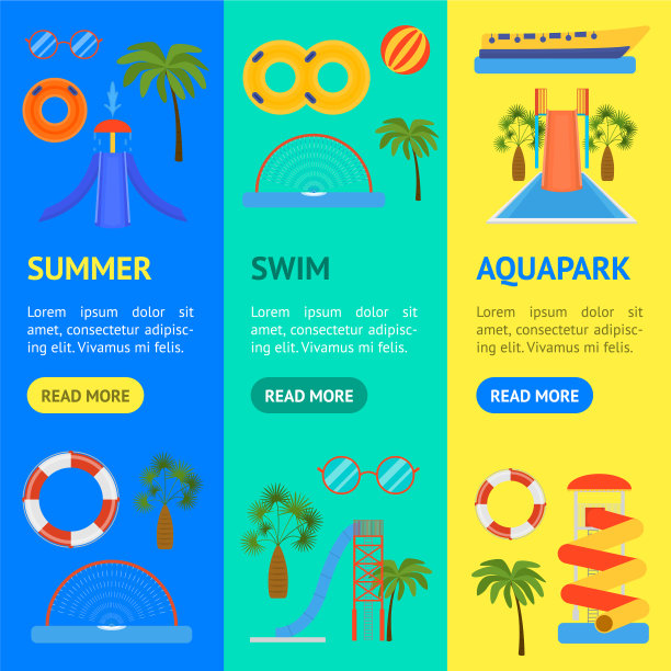 卡通水上公园操场横幅垂直设置图片下载