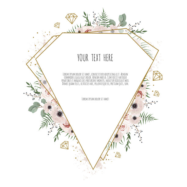 卡片与树叶和几何框架花卉图片下载