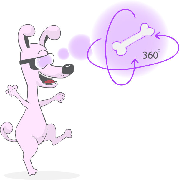 卡通有趣的狗戴着虚拟现实眼镜图片下载