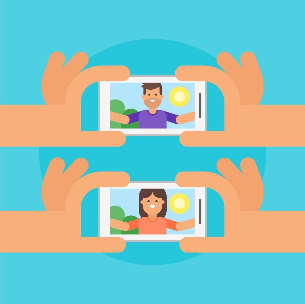 快乐的男人和女人在自拍图片下载