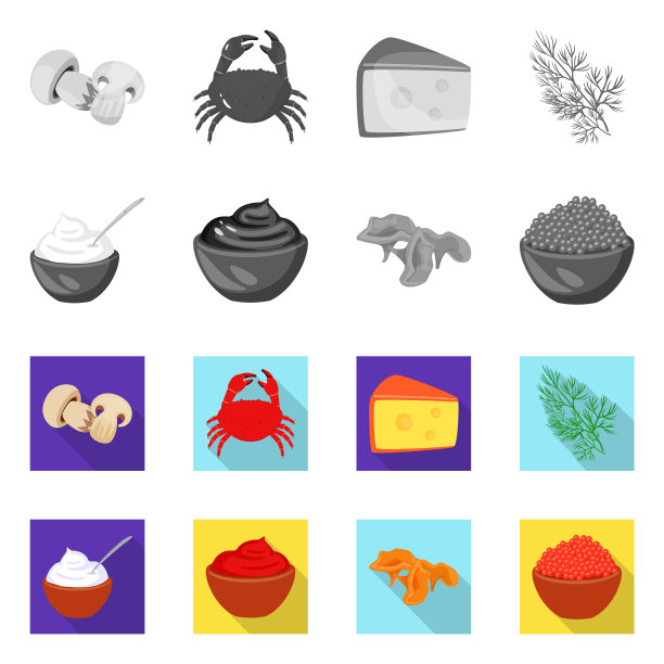 孤立的品味对象和产品符号集图片下载