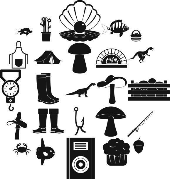 钓鱼图标设置简单的风格图片下载