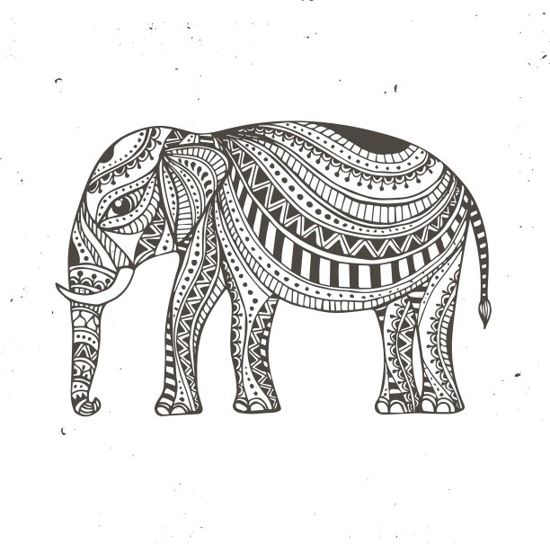 印度手画大象阿拉伯和犹太图片下载