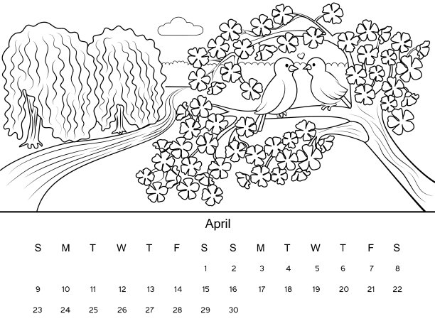 带着色书的日历图片下载