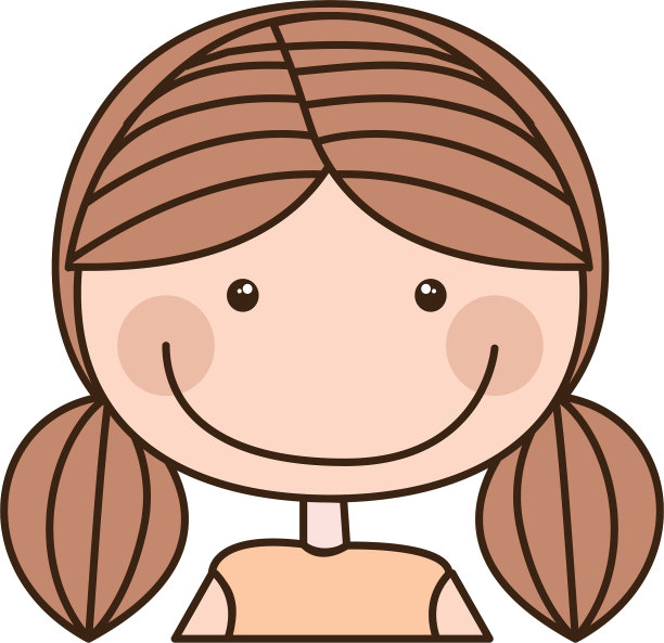 彩色漫画半身体女孩扎着辫子图片下载