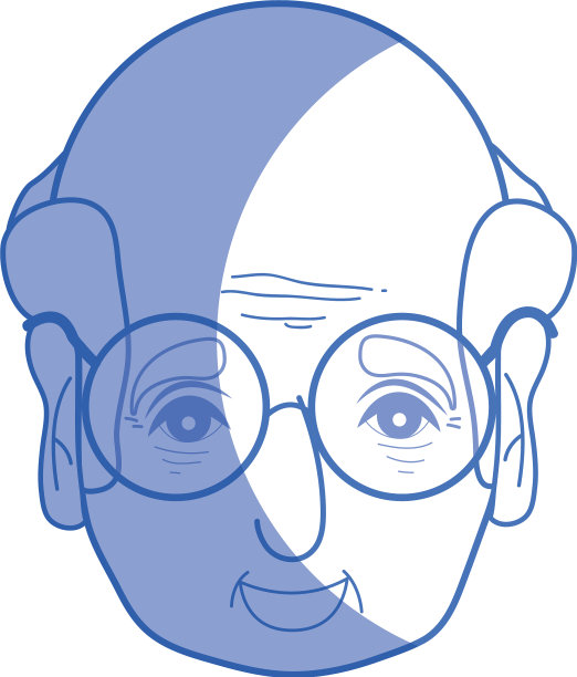 戴着眼镜、梳着发型的剪影老人图片下载