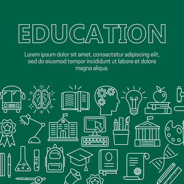 教育海报与线条图标图片下载