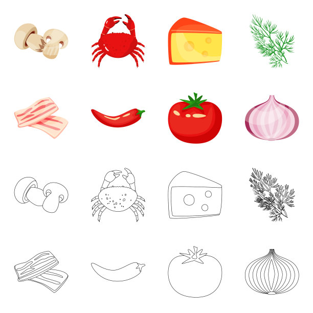 孤立物体的味道和产品标志的集合图片下载