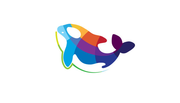 创意的蓝色海豚鲸鱼标志图片下载