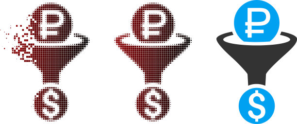 破碎像素半色调卢布货币转换图片下载