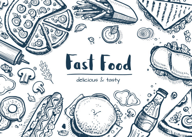 垃圾食品背景与零食收藏图片下载