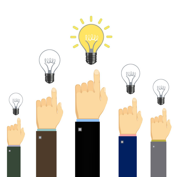 人们用手指指着灯泡图片下载