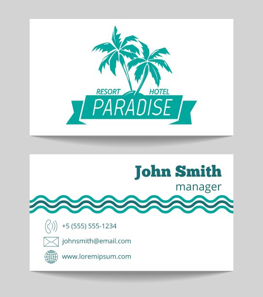 热带酒店名片模板图片下载