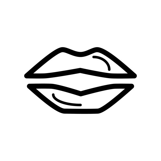 嘴唇简单的图标黑白图片下载