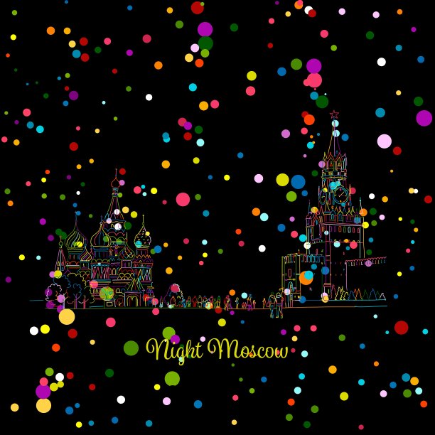 冬夜莫斯科红场素描为您图片下载