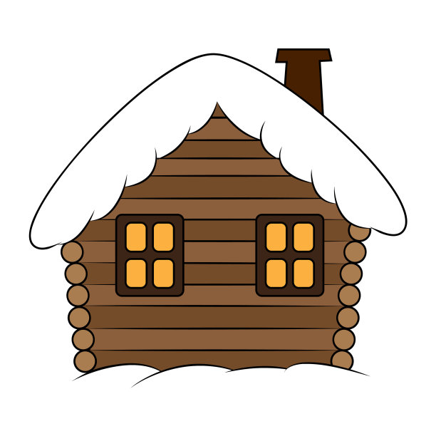 房子与雪卡通冬天下雪的圣诞节图片下载