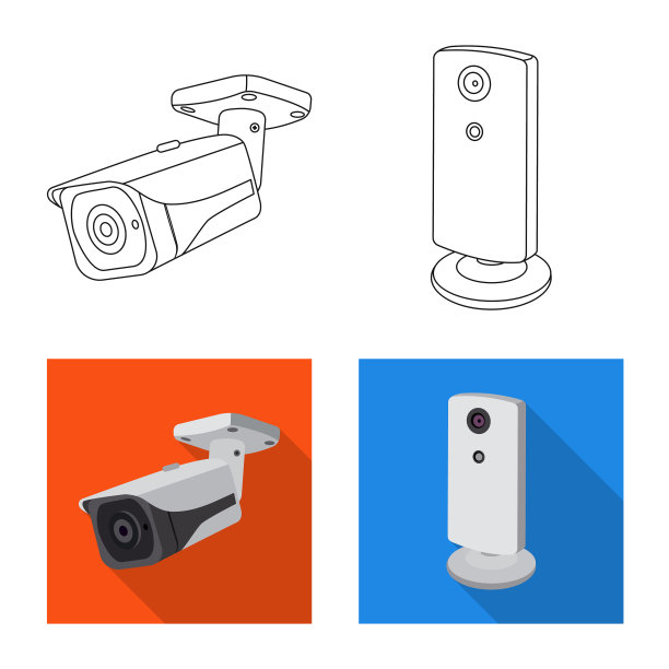 闭路电视及闭路电视摄像图标集设计图片下载