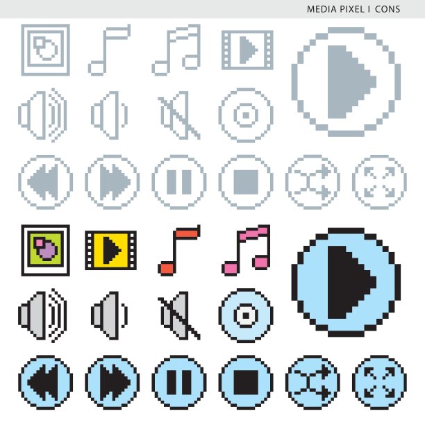 媒体像素图标图片下载