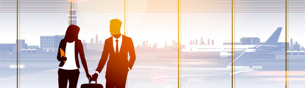 机场候机大厅里人们的剪影图片下载