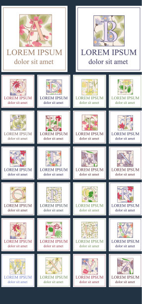 一套复古的字母组合图片下载