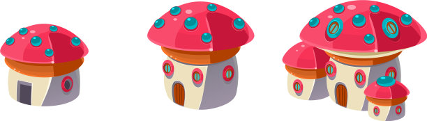 可爱的小蘑菇屋设置城市或城镇图片下载