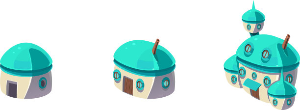 可爱的幻想小房子和城堡设置图片下载