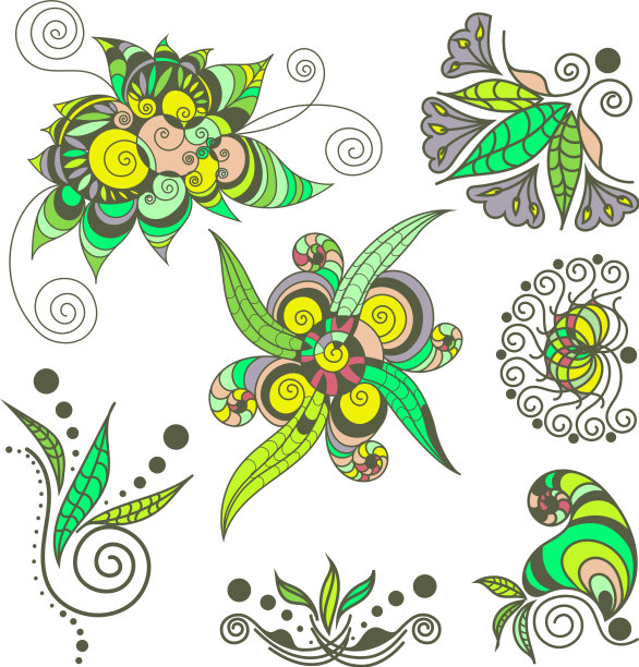 纹身指甲花元素集图片下载