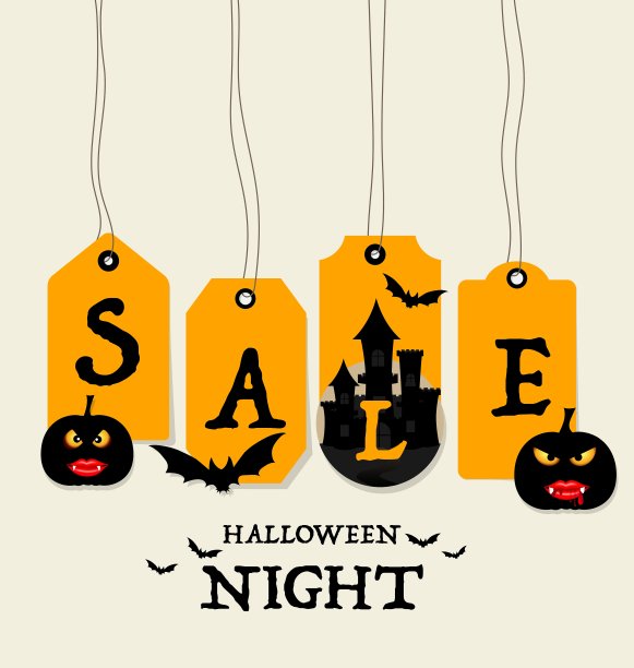 快乐万圣节促销券券和标签图片下载