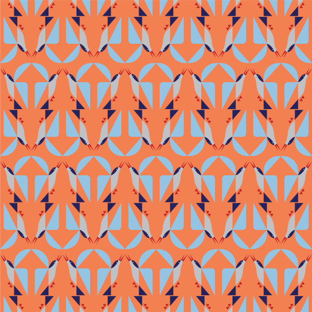 几何鸟在橙色的背景图片下载