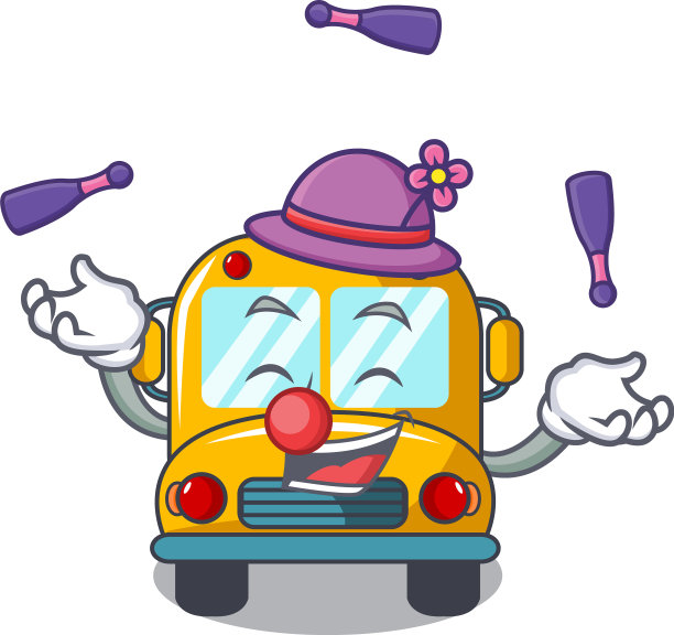 杂耍校车吉祥物卡通图片下载