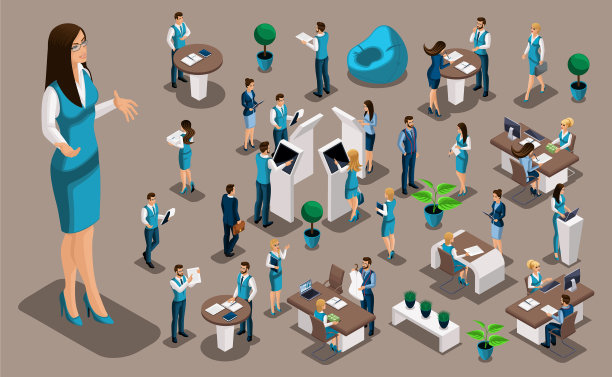 等距设置银行图标与银行雇员图片下载