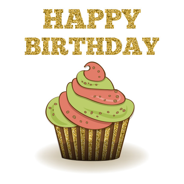 美丽的生日卡模板与黄金图片下载