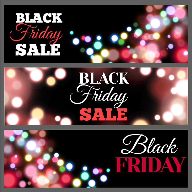 黑色星期五促销横横幅散景灯图片下载