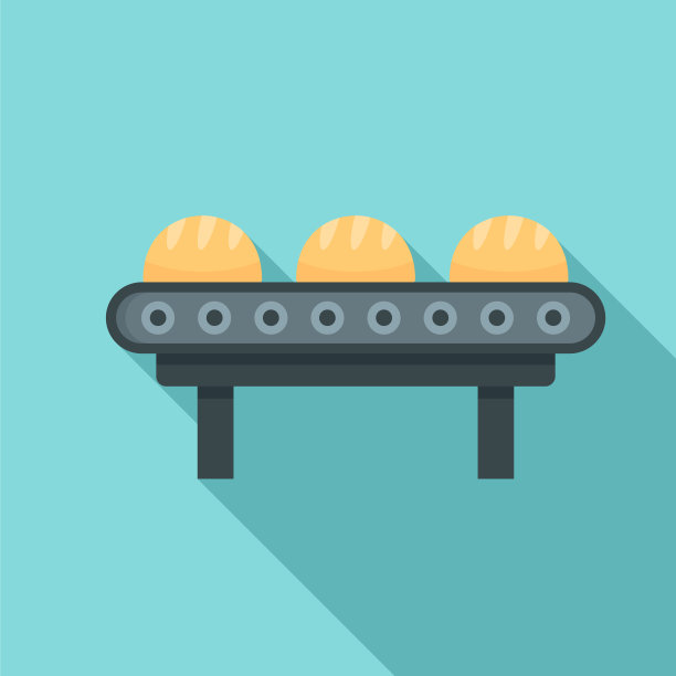 生产线的面包工厂图标平面风格图片下载