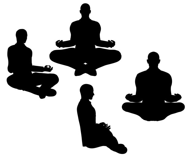 商人瑜伽姿势在白色的背景图片下载