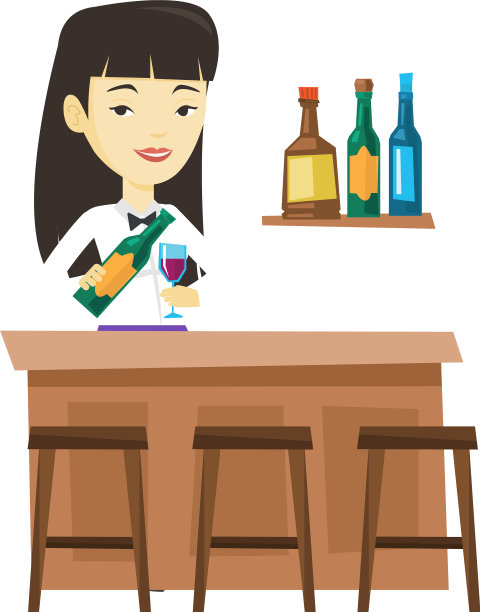 酒保站在吧台前图片下载