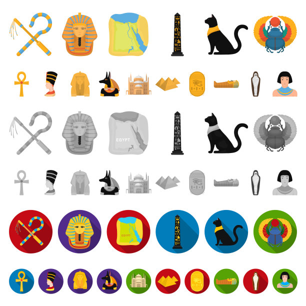 古埃及卡通图标集合图片下载